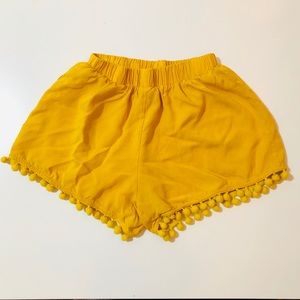 Mustard Yellow Pom Pom Shorts